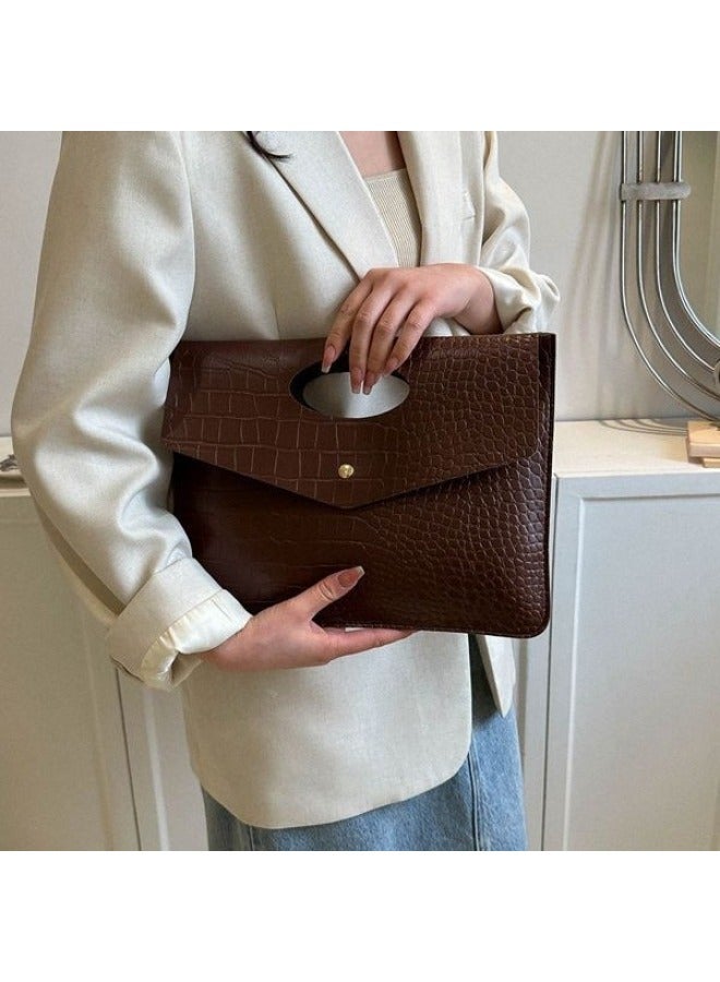 Retro Fashion Clutch Simple Tote Bag Korean Style 2024 Summer Casual Large Capacity Trendy Envelope Bag-Color:Pink  - Image 2