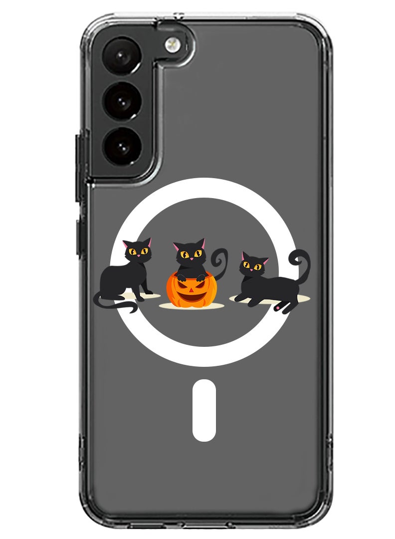 Theodor Magnetic Case for Samsung Galaxy S23 Plus 6.6-inch Compatible with MagSafe Wireless Charging, Shockproof Phone Bumper Cover Cats Pumpkin Halloween2-01 - Image 1