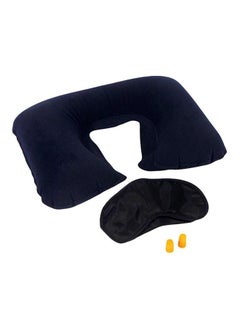 Loquat Inflatable Travel Pillow With Ear Plug And Eye Mask Blue 