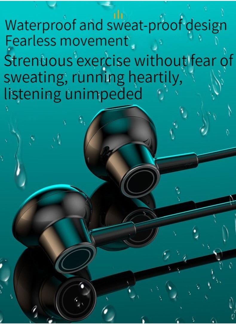 GELESE Digital display neck-worn wireless bluetooth earphone multi-functional large-capacity semi-in-ear sports stereo hanging neck headset (green)  - Image 5