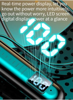 GELESE Digital display neck-worn wireless bluetooth earphone multi-functional large-capacity semi-in-ear sports stereo hanging neck headset (green)  - Image 2