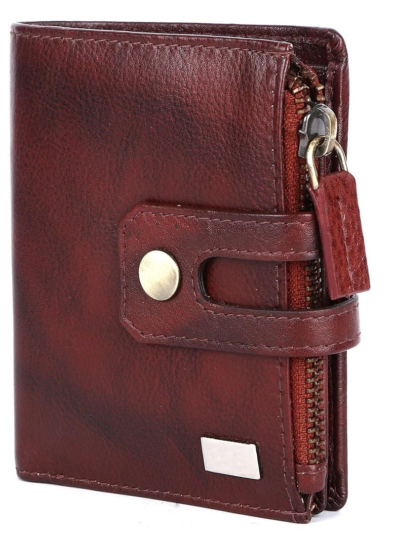 ALLKING AM leather Men's Genuine Leather Unisex Wallet with Secured Zipper Pockets (RFID Blocking Wallet) - Image 2