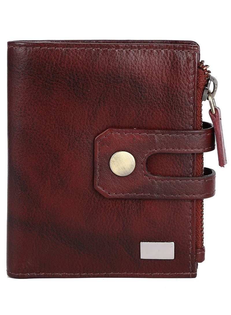 ALLKING AM leather Men's Genuine Leather Unisex Wallet with Secured Zipper Pockets (RFID Blocking Wallet) - Image 1