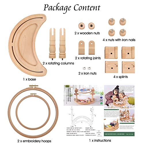 ZOCONE Multifunctional Beech Wood Embroidery Hoop Stand with 2 Pcs 6'' 8'' Embroidery Hoops, Adjustable Rotated Embroidery Stand Cross Stitch Stand, Embroidery Hoop Holder for Embroidery Project (D) - Image 4