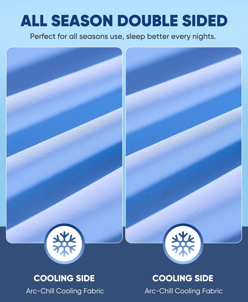 LUXEAR Cooling Pillow Cases, 2 Pack Stretch Arc-Chill Q-max 0.55 Cool Pillowcases Fit Standard & Queen Size Pillows, Breathable Silky Summer Pillow Cover for Hair Skin Hot Sleeper Night Sweat - Blue - Image 5