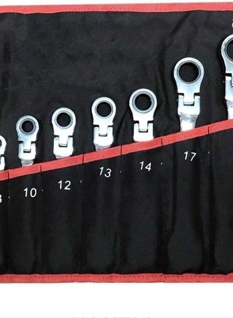 GGOOT Hardware Tool Ratchet Wrench Tool Set 5/7/12PCS Set of Combination Tool 72-tooth Combination Universal Wrench Ratchet Double Head Key Spanners (Color : 7PCS)  - Image 1