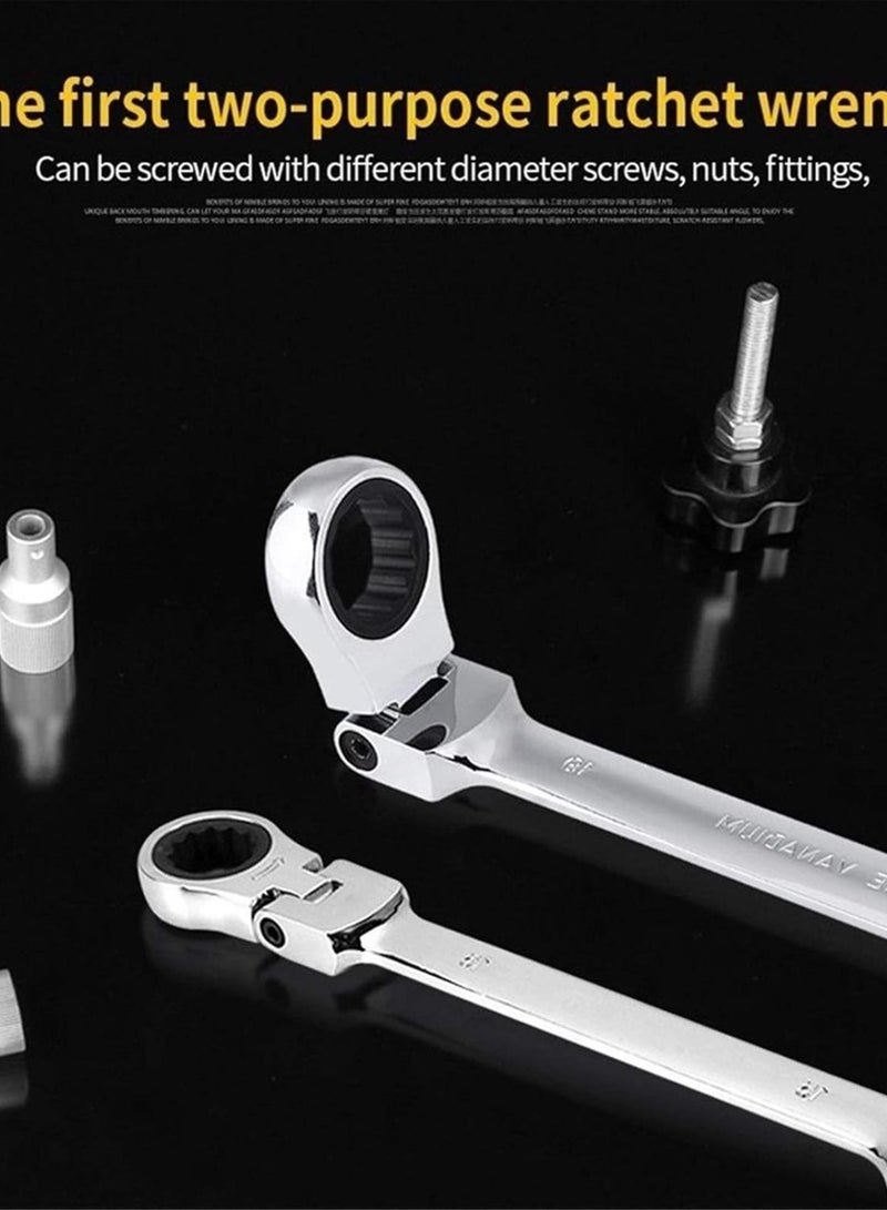 GGOOT Hardware Tool Ratchet Wrench Tool Set 5/7/12PCS Set of Combination Tool 72-tooth Combination Universal Wrench Ratchet Double Head Key Spanners (Color : 7PCS)  - Image 5