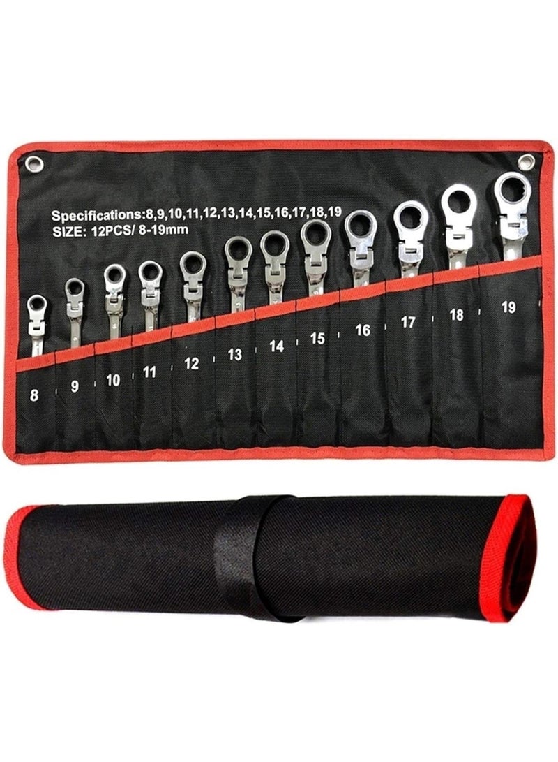 GGOOT Hardware Tool Ratchet Wrench Tool Set 5/7/12PCS Set of Combination Tool 72-tooth Combination Universal Wrench Ratchet Double Head Key Spanners (Color : 7PCS)  - Image 2