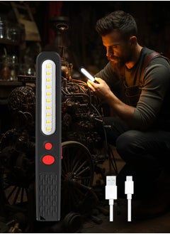 Rechargeable work light, 400 lumens portable led flashlight, cob slim work light with magnetic base, 5 modes