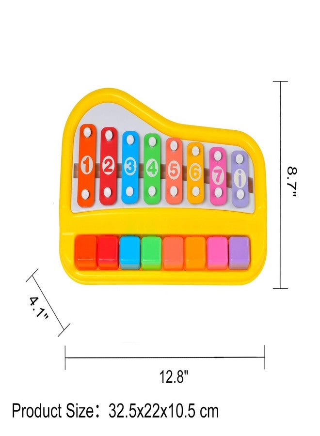 Quasar Xylophone 2 in 1 Premium Mini Piano Toy for Toddlers 1-3 Years Old Non Toxic 8 Key with 2 Stick Musical Learning Instruments - Multicolor - Image 3
