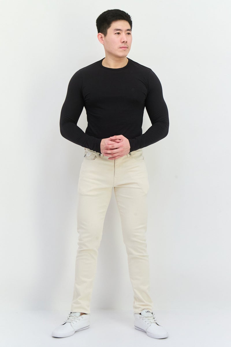 Selected Homme Men Slim Fit Solid Non Stretchable Denim Jeans, Off White - Image 4