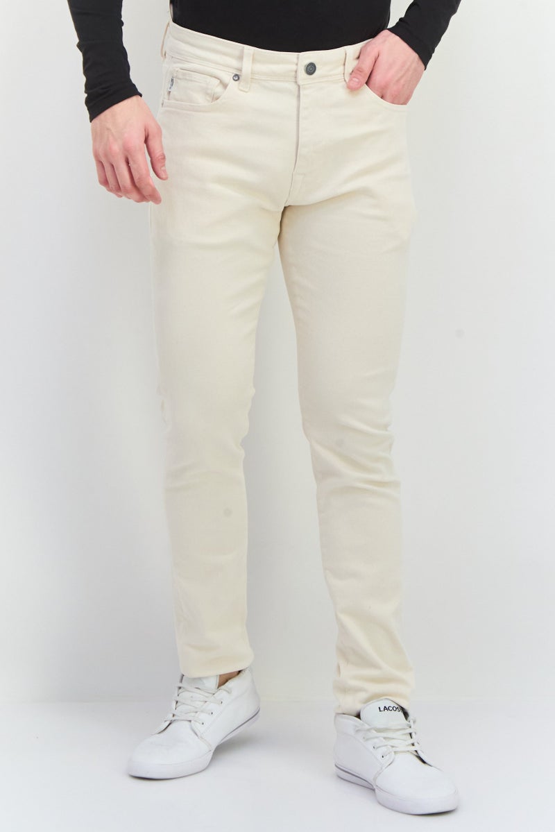 Selected Homme Men Slim Fit Solid Non Stretchable Denim Jeans, Off White - Image 1