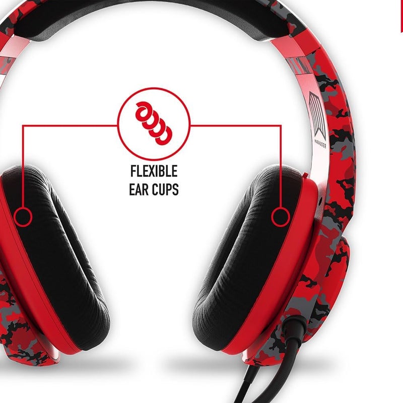4gamers Marauder Gaming Headset for XBOX, PS4/PS5, Switch, PC, Red-Camo - Image 5
