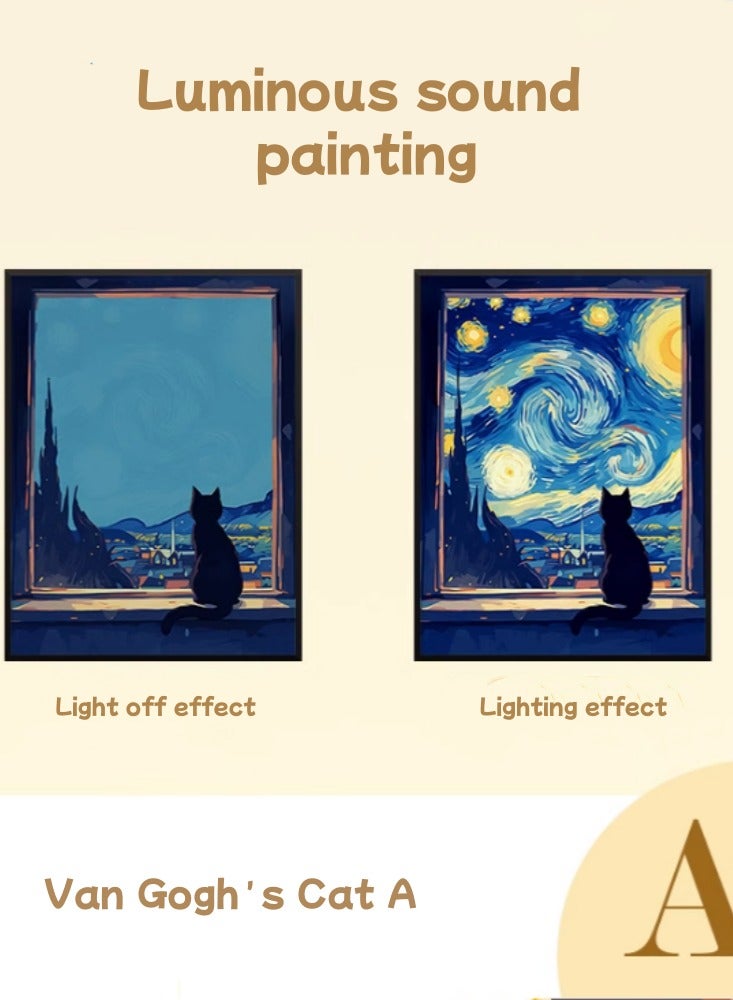 High End Decorative Audio, Bluetooth Speaker, Mural Desktop Lighting, Van Gogh's Cat A Model 【High-End Chip+King Sound Quality】 - Image 1