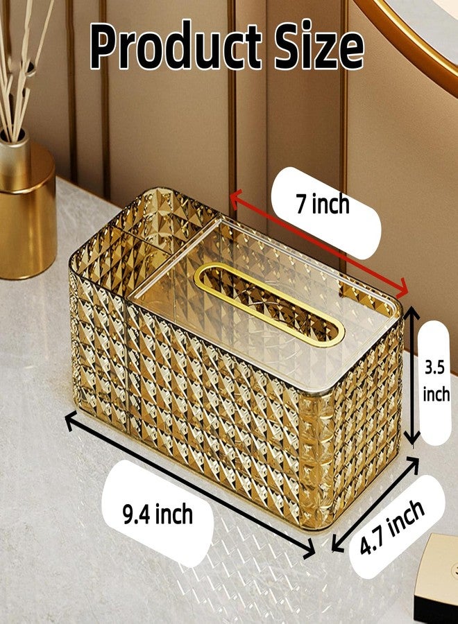 Khakho Tissue Box Cover Rectangle,Tissue Holder Napkin Dispenser for Bathroom Bedroom Living Room Office (Gold) - Image 2