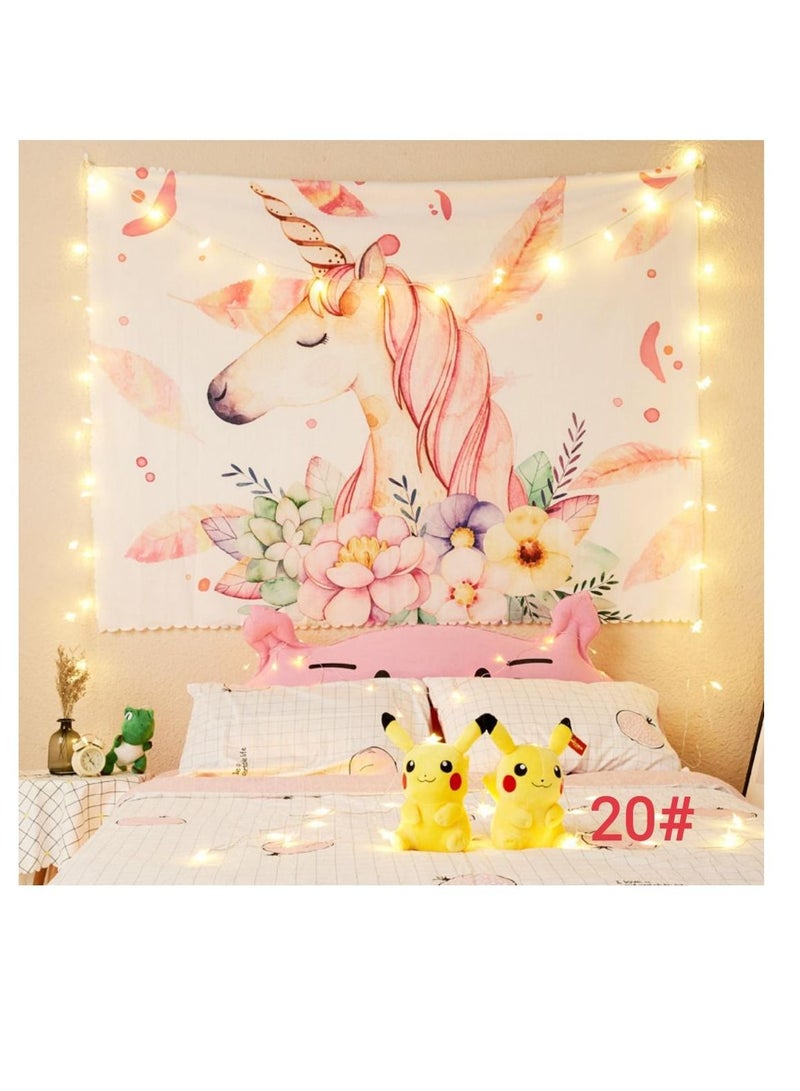 Room WallpapePlant Flower Tapestry,Wall Hanging Decorations Mysterious,Dormitory Bedside Background Wall Decoration,For Bedroom Home Decor (String With Lights) - Image 1