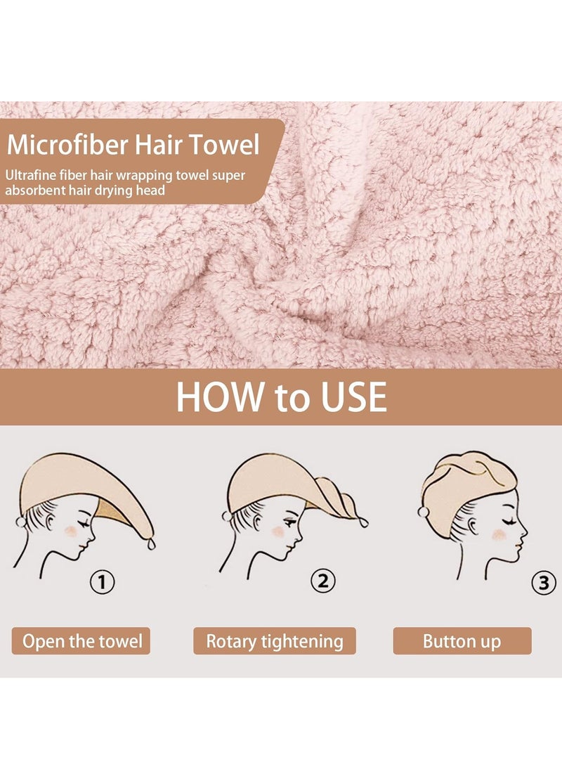 cyleto 3 PCS Microfiber Hair Towel, Hair Wraps for Women Wet Hair, Fast Drying Hair Turban, Anti Frizz Head Towels Wrap for Curly Hair (Grey, Pink, Blue)  - Image 3