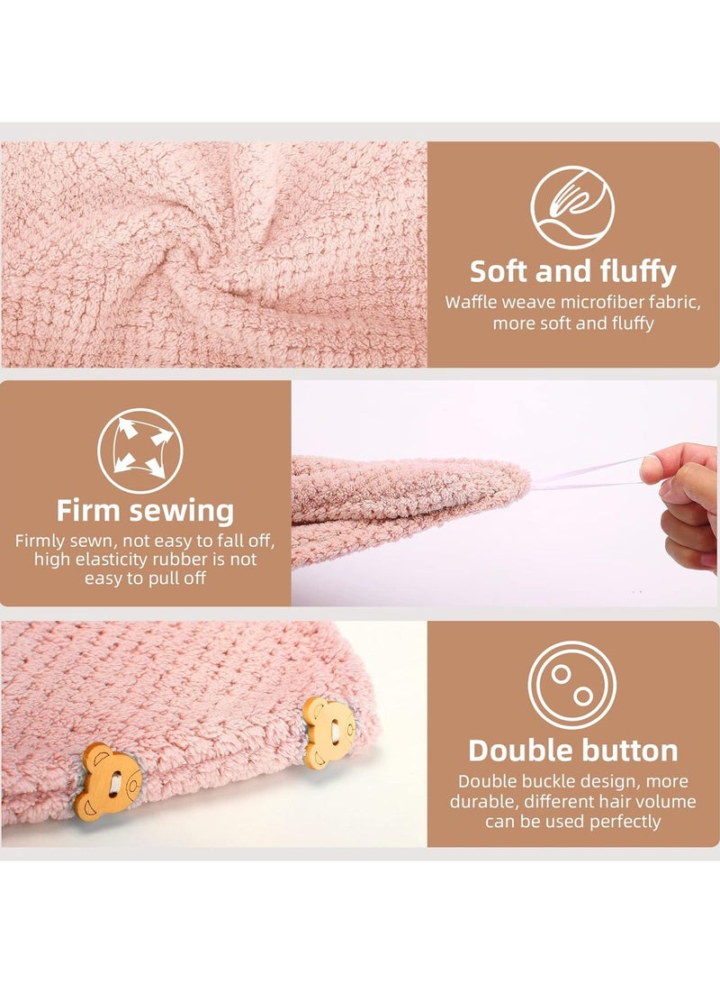 cyleto 3 PCS Microfiber Hair Towel, Hair Wraps for Women Wet Hair, Fast Drying Hair Turban, Anti Frizz Head Towels Wrap for Curly Hair (Grey, Pink, Blue)  - Image 5