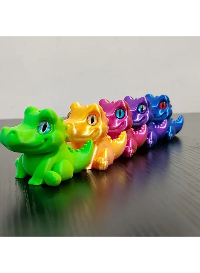 Blue 3D Printed Crocodile Figurine Durable Plastic Vibrant Colors Home Office Desk Decor - Image 4