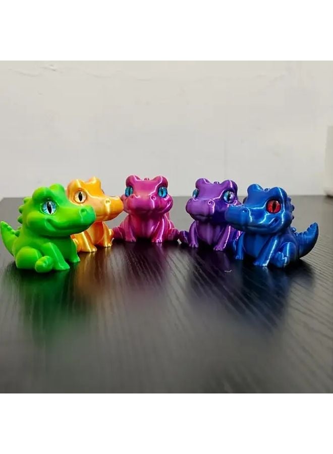 Blue 3D Printed Crocodile Figurine Durable Plastic Vibrant Colors Home Office Desk Decor - Image 2