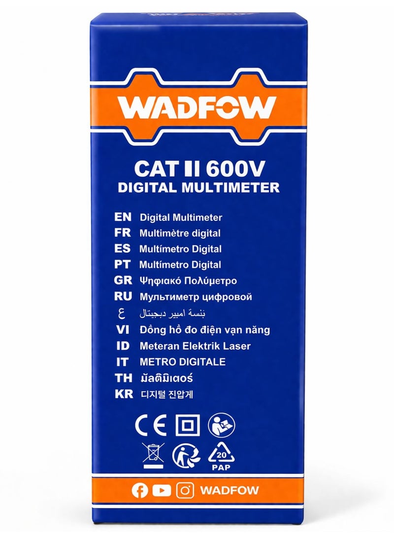 وادفو ملتيميتر رقمي احترافي WADFOW CAT III 600V – 4000 Counts – قياس الجهد والتيار والمقاومة والتردد – جودة عالية - Image 3