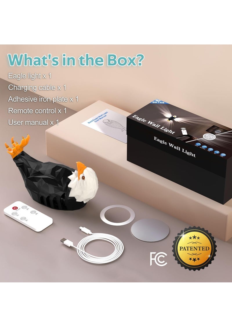 ARNOTEC Eagle Light Decorative Light Kid Night Light Mood Light LED Wall Light Magnetic LED Wall Mounted Eagle Light with Remote Control, USB Charging, Battery Powered and Removable Rechargeable Eagle Light for Indoor, Office  - Image 3