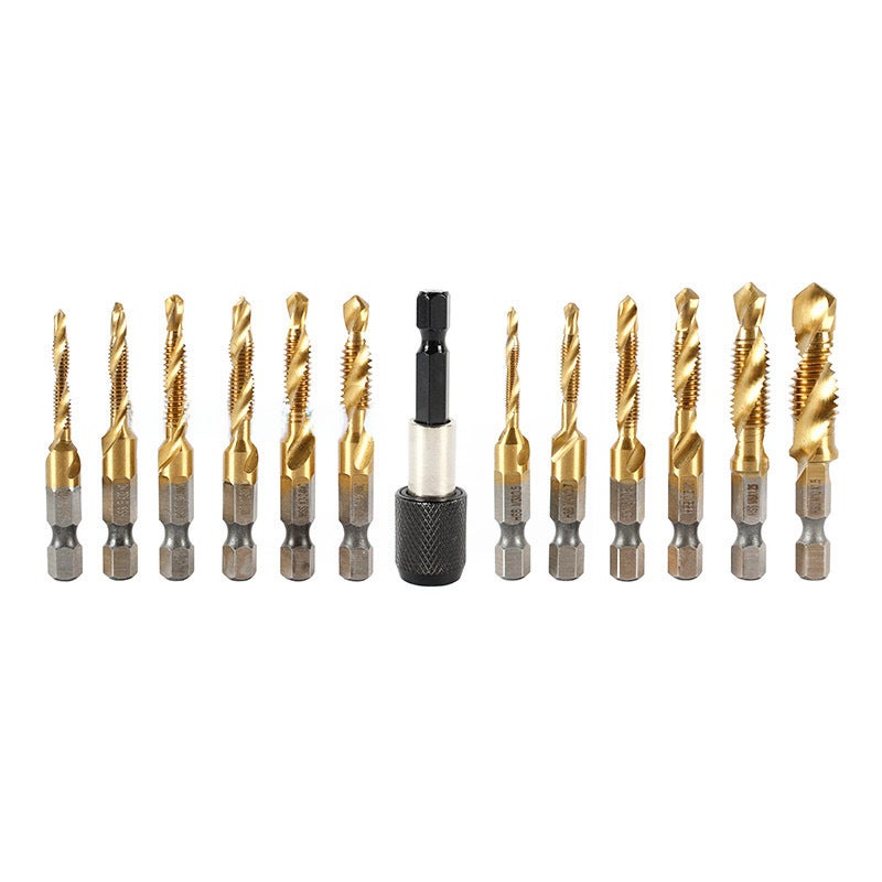 Xinqi's Best-Selling Spot 13-Piece Compound Tap Set for American Machines, Tapping Drilling and Chamfering Integrated Composite Tapping(13pc composite tap suit) - Image 4