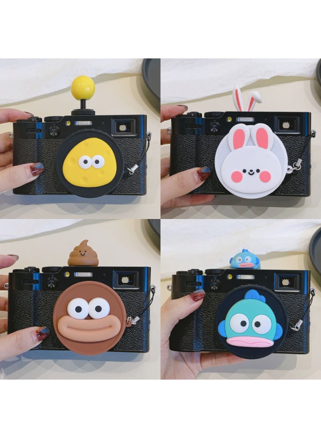 Suitable For Fuji X100VI Universal X100V Silicone Cover Lens Zv1m2 Protective Cover RX100 With Anti-losing Rope-Color:Black Cover-strawberry Bear On Top Of Head - Image 2
