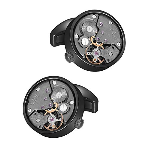 MERIT OCEAN Cuff Links Mens Steampunk Movement Shape Cufflinks for Men Mens Shirt Vintage Gears Cufflinks Business Wedding（Black in the Middle） - Image 1