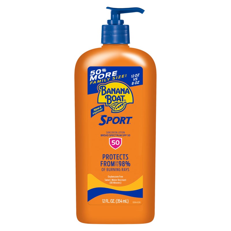 Banana Boat Sport Ultra SPF 50 Sunscreen Lotion, 12oz | Banana Boat Sunscreen SPF 50 Lotion, Oxybenzone Free Sunscreen, Sunblock Lotion Sunscreen, Family Size Sunscreen, 12oz(Pack of 1) - Image 1