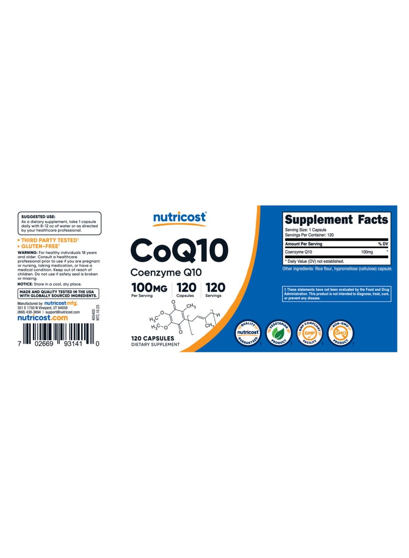 Nutricost CoQ10 Coenzyme Q10, 100mg Per Serving, 120 Capsules, 120 Servings Dietary Supplement  - Image 5