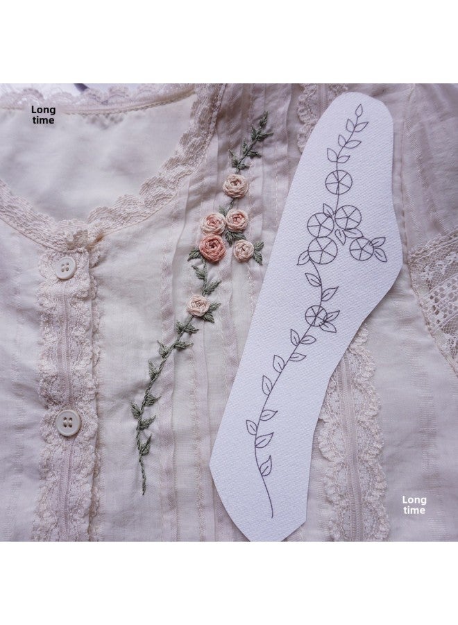 Handmade Embroidery Pattern Pattern Paper Sewable DIY Handmade Cloth Sticker T-shirt Sweater Top Denim Rose Water Soluble Adhesive-Color:9 Stickers Of Yihua Tian Roses + Matching Embroidery Thread 16 Colors - Image 4