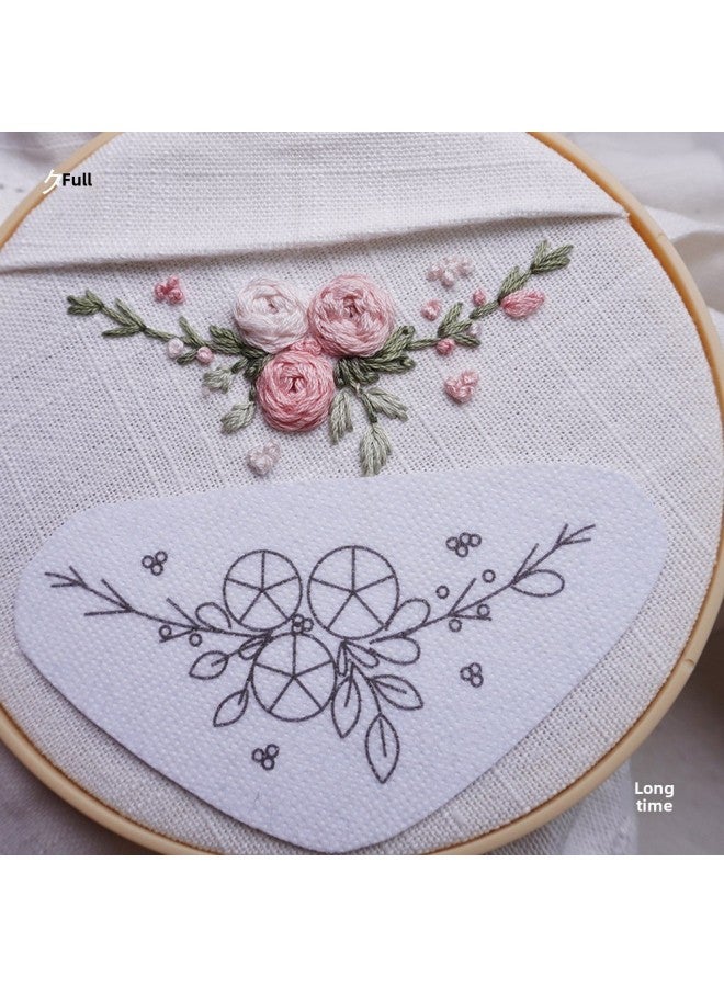 Handmade Embroidery Pattern Pattern Paper Sewable DIY Handmade Cloth Sticker T-shirt Sweater Top Denim Rose Water Soluble Adhesive-Color:9 Stickers Of Yihua Tian Roses + Matching Embroidery Thread 16 Colors - Image 5