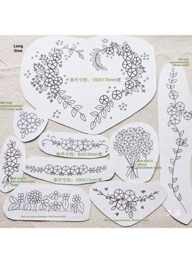 Handmade Embroidery Pattern Pattern Paper Sewable DIY Handmade Cloth Sticker T-shirt Sweater Top Denim Rose Water Soluble Adhesive-Color:9 Stickers Of Yihua Tian Roses + Matching Embroidery Thread 16 Colors - Image 2