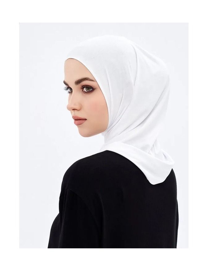 Ice Silk Muslim Hijab, Arabic Scarf, Shawl Neck Wrap, Islamic Hijab, Simple Fashion Hijab (White) - Image 1