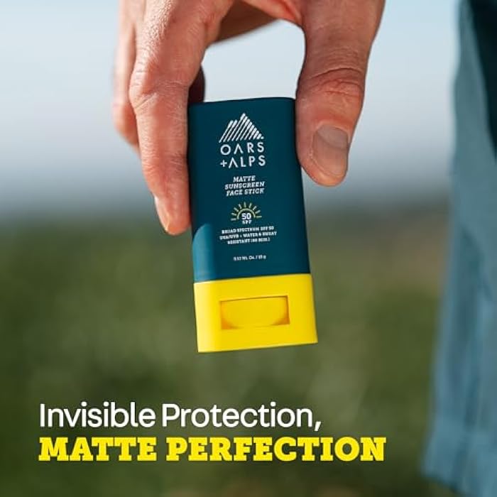 Oars + Alps Matte Face Sunscreen Stick, SPF 50 Travel Sunscreen Roll On for Face & Body, Fragrance Free, Water & Sweat Resistant Sunblock, All Skin Types, Dermatologist Tested, Moisturizing - Image 2