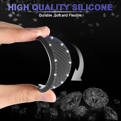 JUSTTOP 2 Pack Universal Auto Anti Slip Cup Holder Insert Coaster, Car Cup Holder Coaster, Bling Crystal Rhinestone Car Interior Accessories, Black - Blue - Image 4