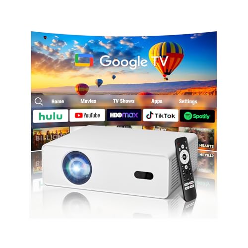 XENPONAD 4K Smart Projector, Native 1080P Full HD Projector with Google TV 1000 ANSI Lumens Auto Focus Keystone Correction WiFi Bluetooth Portable Home Theater Projector for Outdoor Bedroom Movie - Image 1