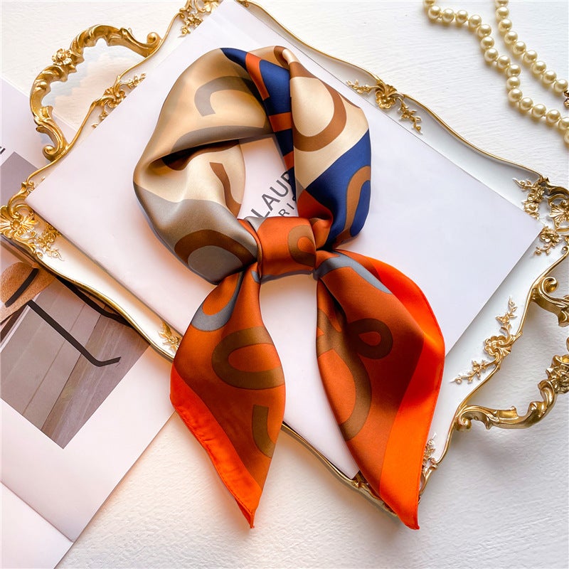 Factory wholesale scarves ladies scarf shawls 70cm Korean small square silk satin printed spring and summer sunscreen scarf  - Image 5