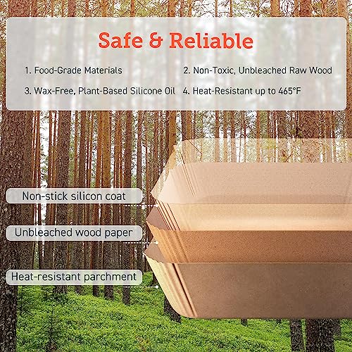 COSORI Air Fryer Liners, 100 PCS Square Disposable Paper Liners, Non-Stick Silicone Oil Coating, Little to No Cleaning, 7.9" Unbleached Food Grade, Resistant to 465°F, Thickened Not Easy to Break - Image 4