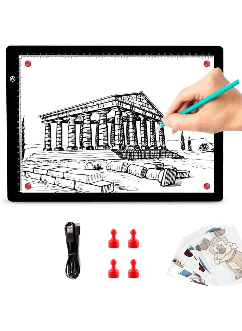 SYOSI LED Light Box, A4 Ultra-Thin Portable Light Pad with 4 Magnets, USB Powered Tracing Board for Diamond Painting Drawing Sketching Animation Art Students Artists - Image 1