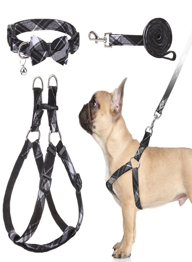 BINGPET Dog Harness Collar Leash Set,Adjustable No Pull Escape Proof Small Dog Harness,Classic Plaid Puppy Harness and Leash Set for Small Medium Large Dogs Training Easy Walk Running - Image 1