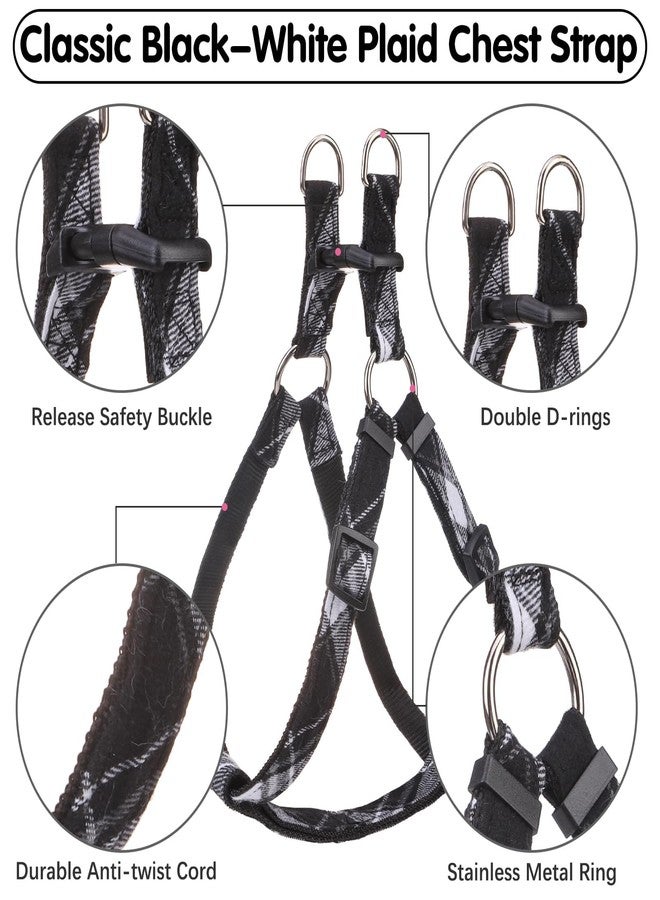 BINGPET Dog Harness Collar Leash Set,Adjustable No Pull Escape Proof Small Dog Harness,Classic Plaid Puppy Harness and Leash Set for Small Medium Large Dogs Training Easy Walk Running - Image 3