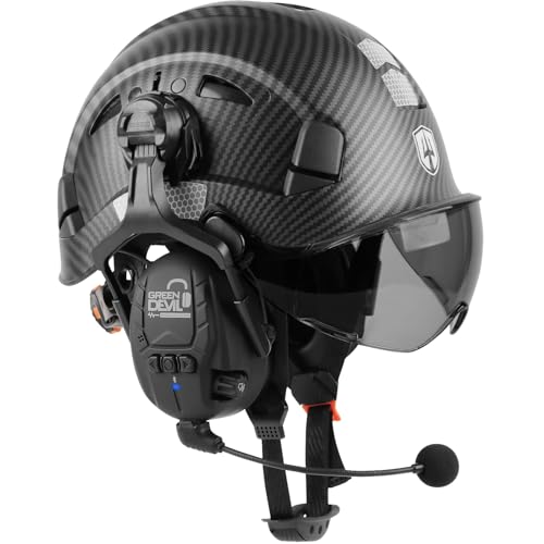 GREEN DEVIL Hard Hat Safety Helmet with Visor and Bluetooth Ear Muffs Full Protection Vented Work Hardhat ANSI Z89.1 Cascos De Construccion for Industrial Construction Forestry - Image 1
