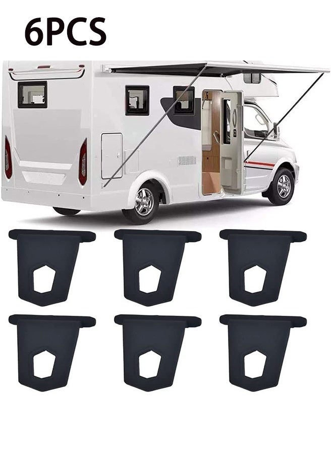 6 pieces of RV canopy hooks, RV clothes hangers, light canopy clip, black for camping RV tent indoor and outdoor decoration. - Image 1