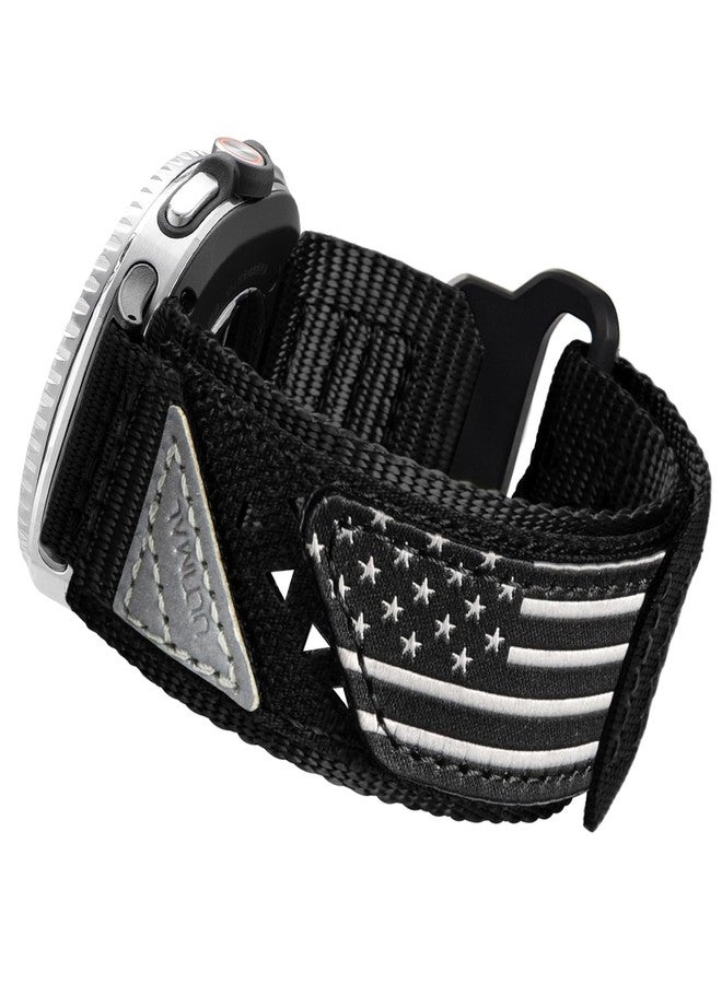 ULTIMAL Band Compatible with Samsung Galaxy Watch 8 40/44mm, watch 8 Classic 46mm for Men Women,Nylon Sport Breathable Replacement Strap,Black USA Flag - Image 1
