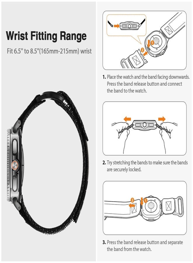 ULTIMAL Band Compatible with Samsung Galaxy Watch 8 40/44mm, watch 8 Classic 46mm for Men Women,Nylon Sport Breathable Replacement Strap,Black USA Flag - Image 3