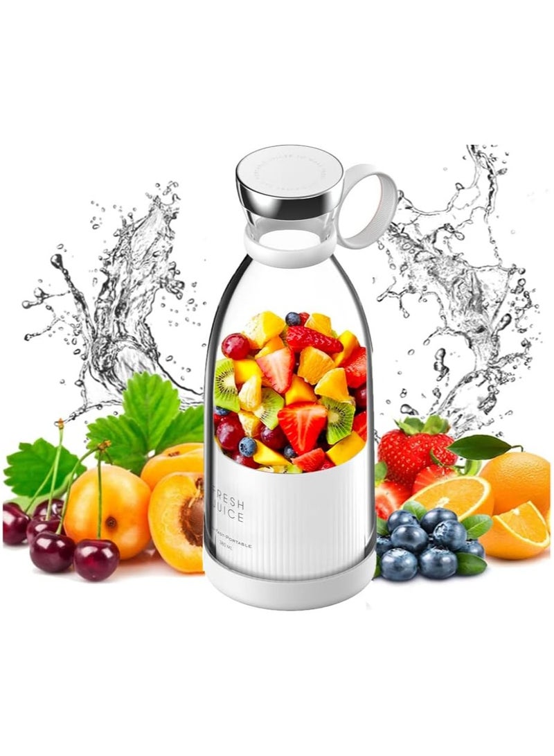 Portable Juicer Blender, USB Rechargeable Small Size Blender, Juice Cup, Strong Blending with Six Blades, Fruit and Vegetable Blender, Blender for Travel and Home (White)  - Image 1