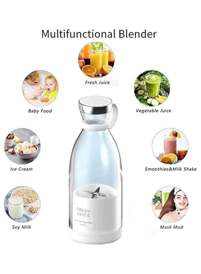 Portable Juicer Blender, USB Rechargeable Small Size Blender, Juice Cup, Strong Blending with Six Blades, Fruit and Vegetable Blender, Blender for Travel and Home (White)  - Image 2