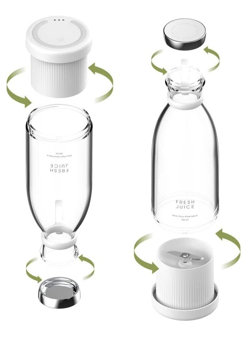 Portable Juicer Blender, USB Rechargeable Small Size Blender, Juice Cup, Strong Blending with Six Blades, Fruit and Vegetable Blender, Blender for Travel and Home (White)  - Image 5